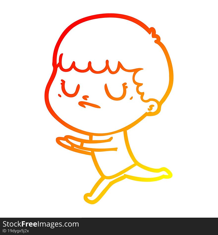 warm gradient line drawing cartoon grumpy boy