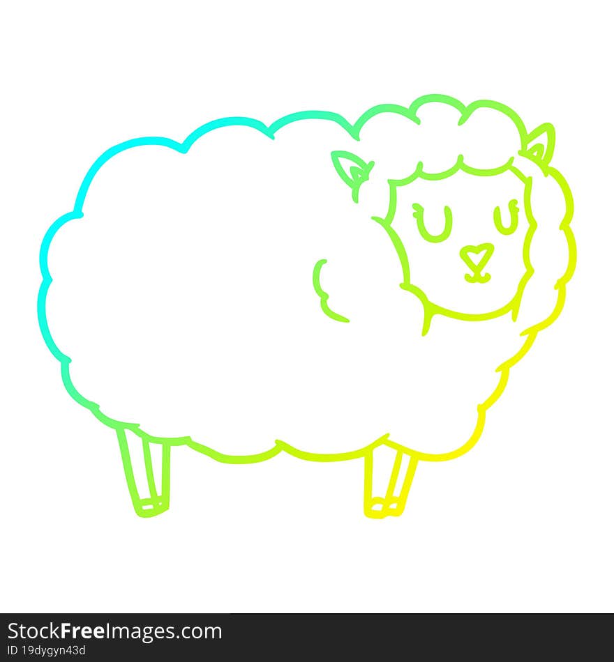 cold gradient line drawing cartoon sheep