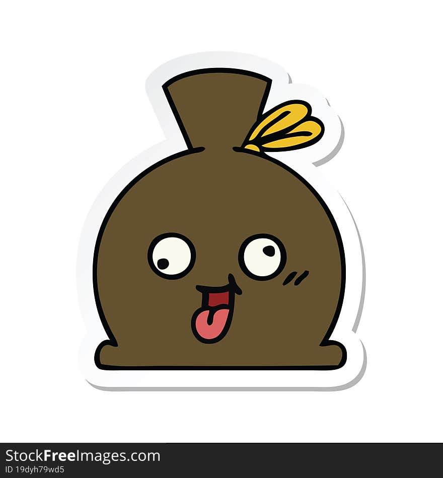 sticker of a cute cartoon sack