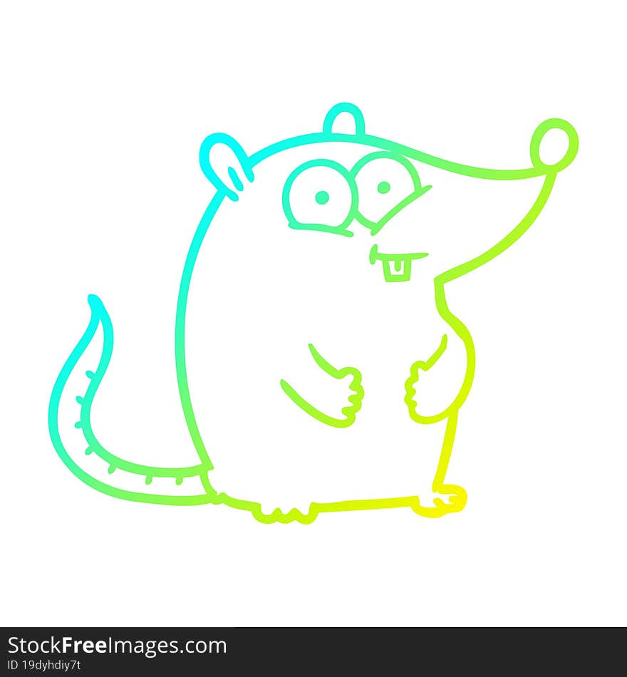 Cold Gradient Line Drawing Cartoon Happy White Lab Mouse