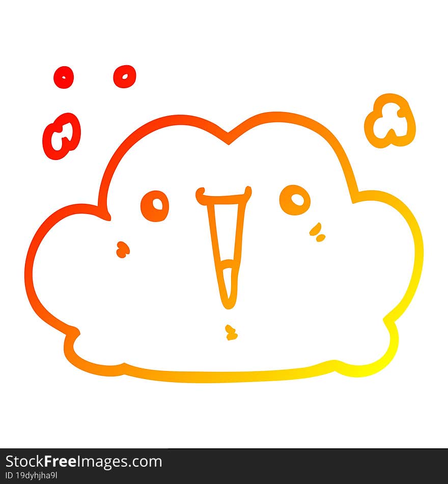 Warm Gradient Line Drawing Cute Cartoon Cloud