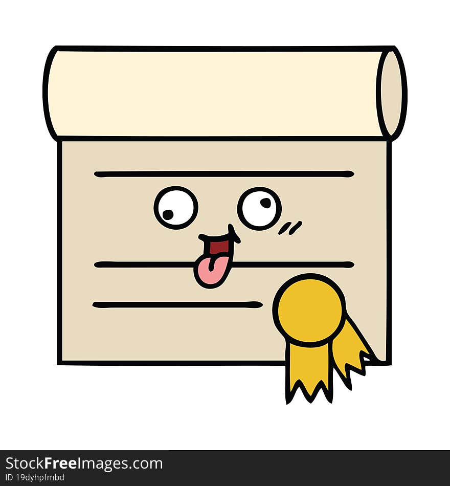 cute cartoon of a certificate. cute cartoon of a certificate