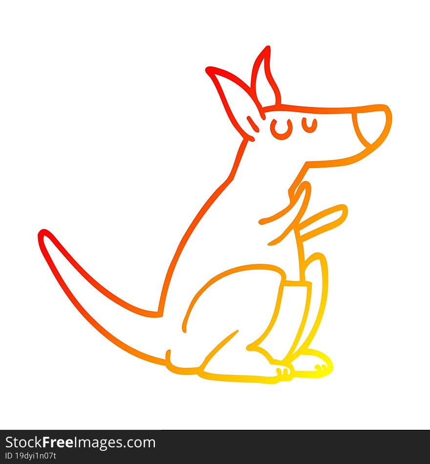 warm gradient line drawing of a cartoon kangaroo