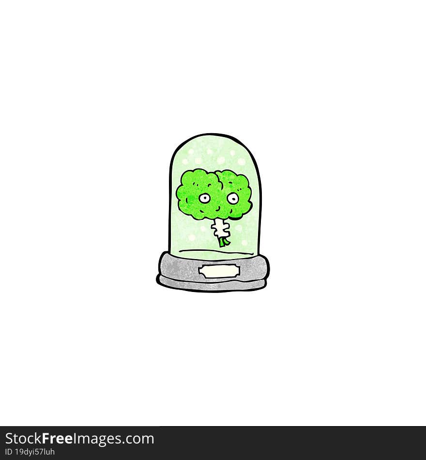 Cartoon Brain In Jar