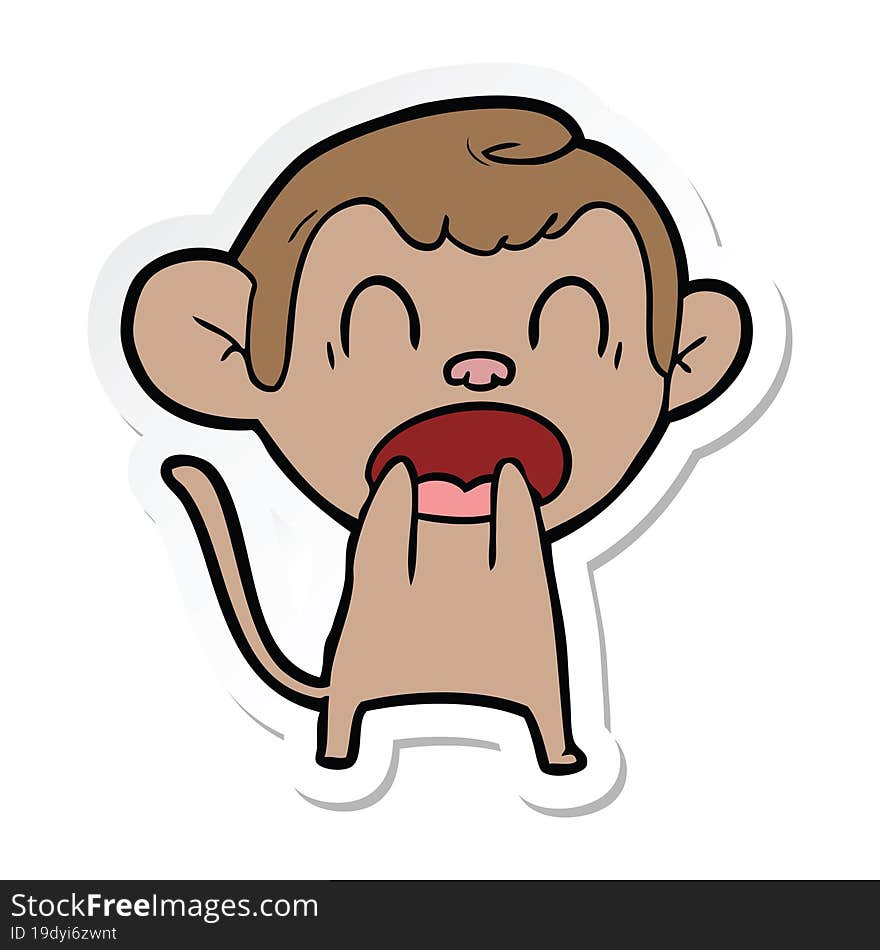 sticker of a shouting cartoon monkey