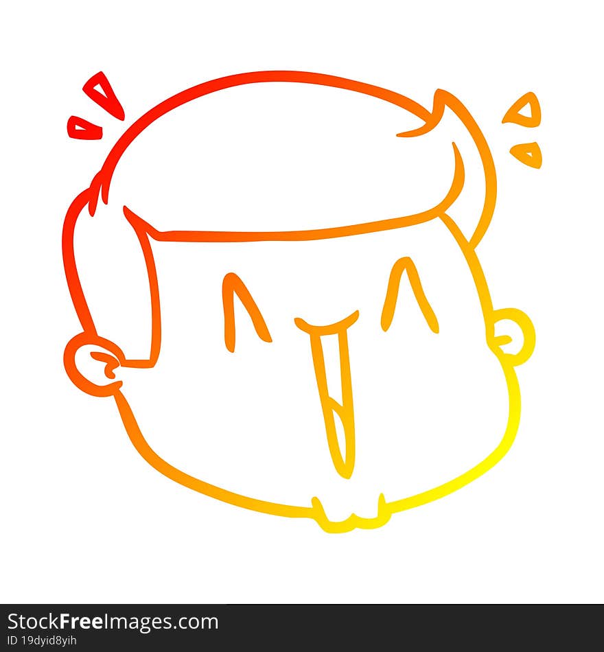 warm gradient line drawing happy cartoon male face