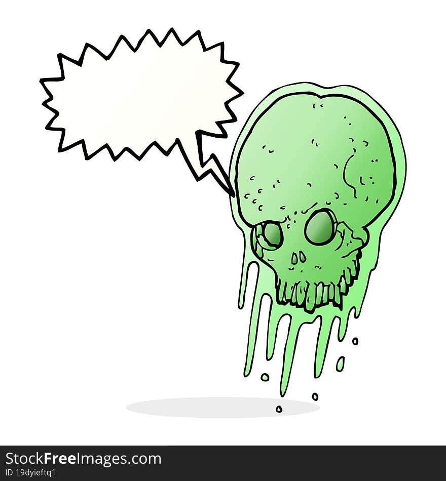 Cartoon Slimy Skull With Speech Bubble