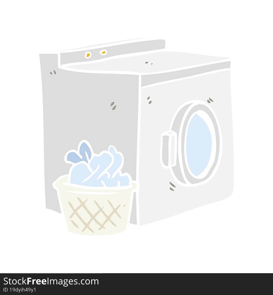 flat color style cartoon washing machine and laundry