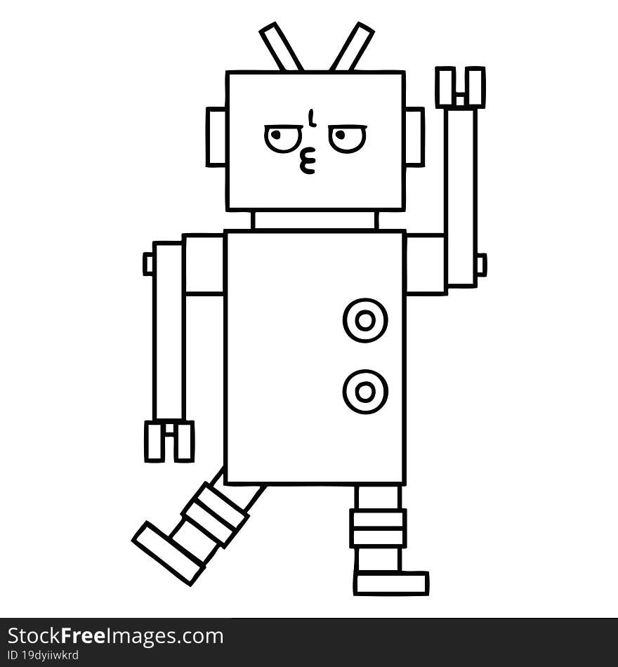 Line Drawing Cartoon Robot