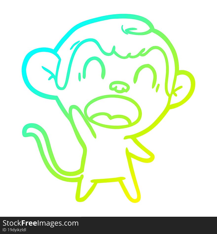 cold gradient line drawing shouting cartoon monkey