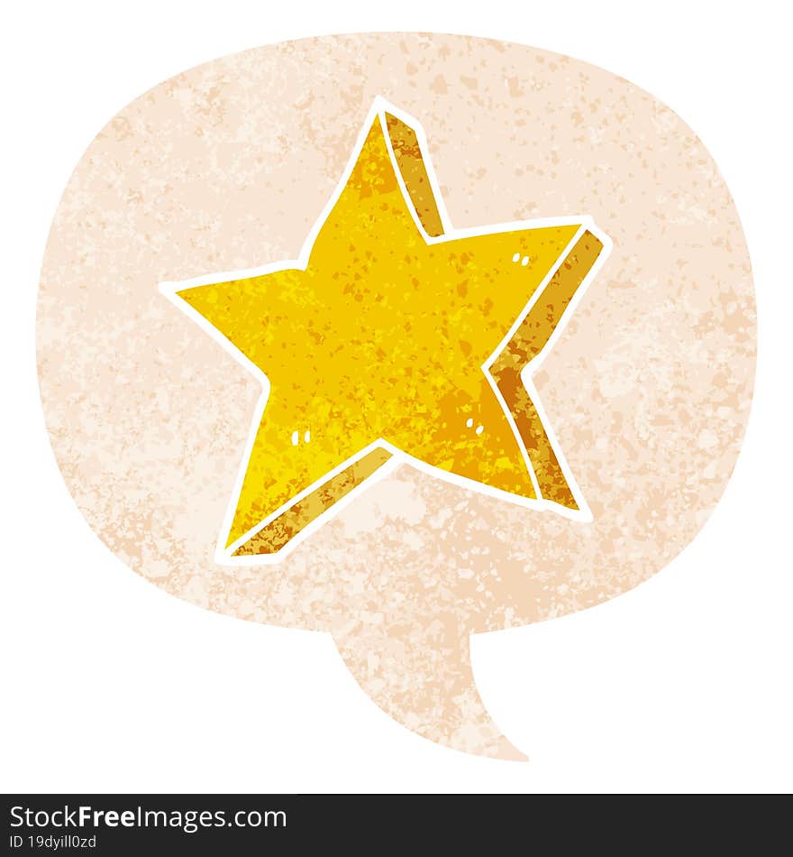 Cartoon Star And Speech Bubble In Retro Textured Style