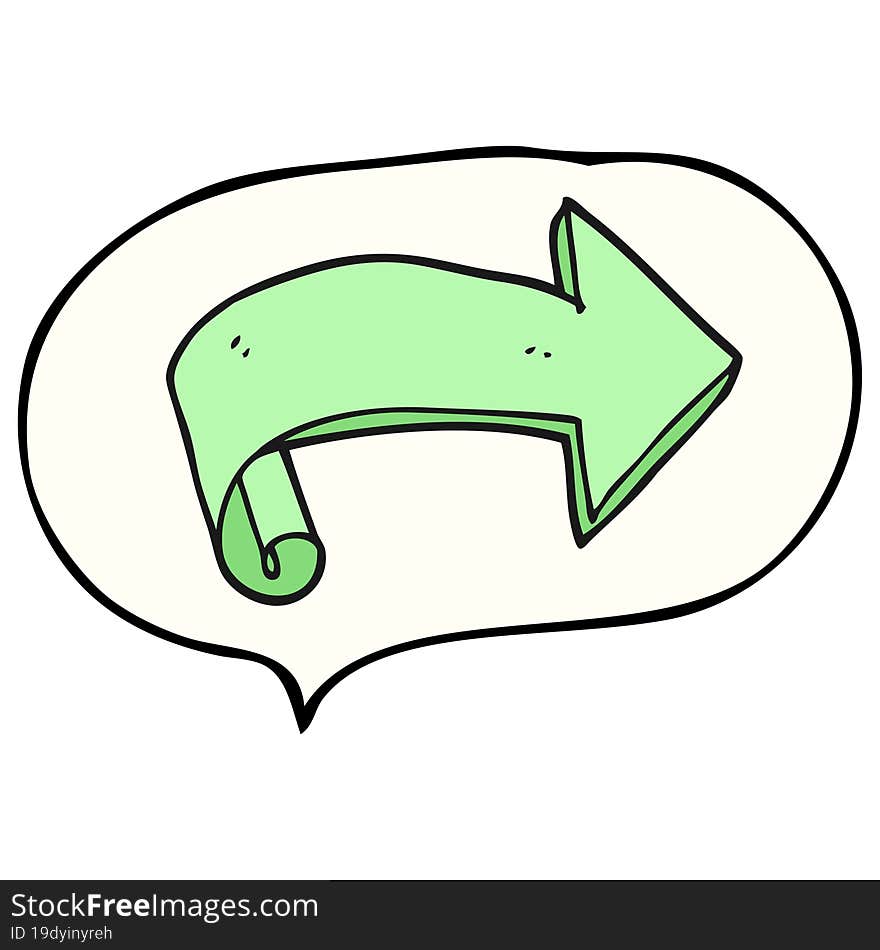 freehand drawn speech bubble cartoon arrow