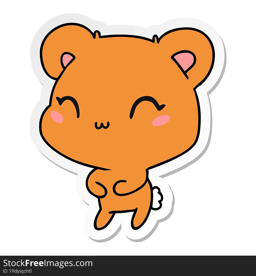 sticker cartoon illustration kawaii cute teddy bear. sticker cartoon illustration kawaii cute teddy bear