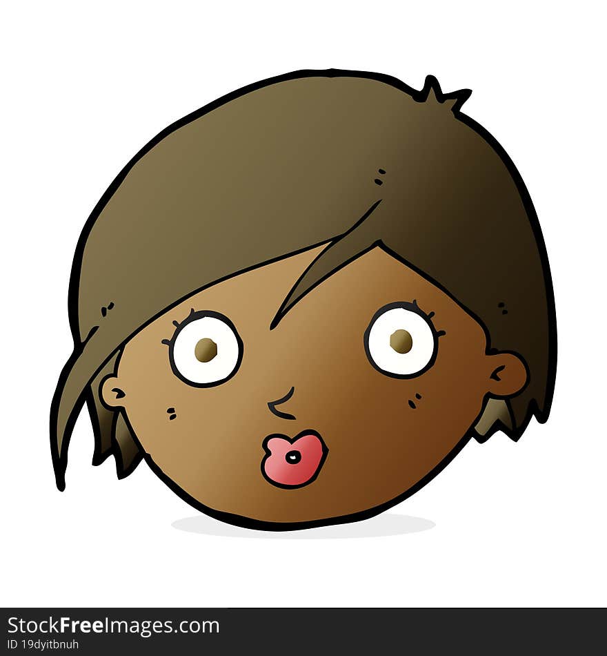 cartoon surprised female face