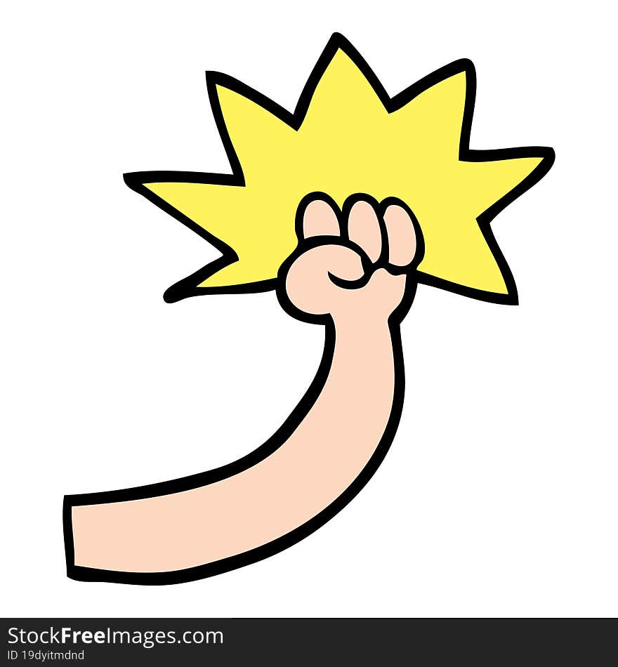 hand drawn doodle style cartoon punching arm