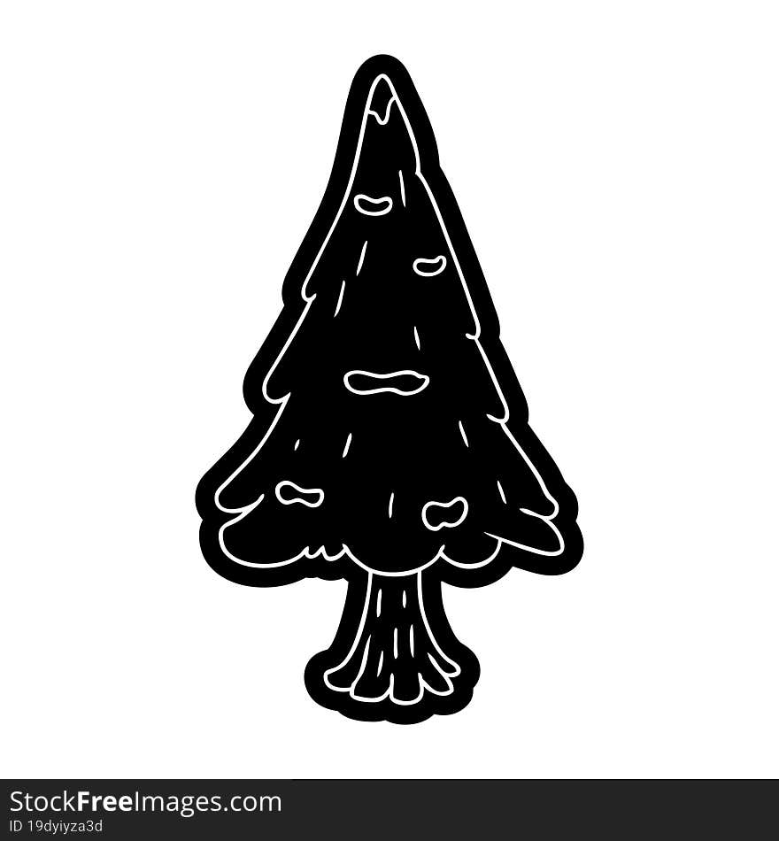 cartoon icon single snow covered tree. cartoon icon single snow covered tree