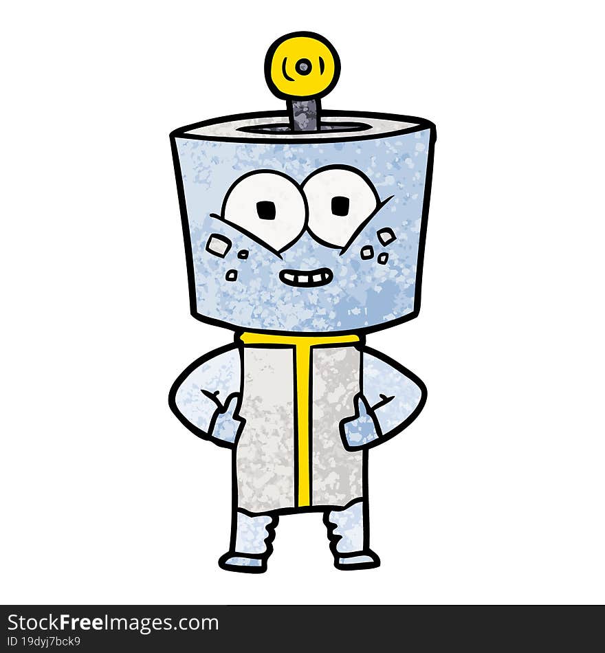 happy cartoon robot. happy cartoon robot