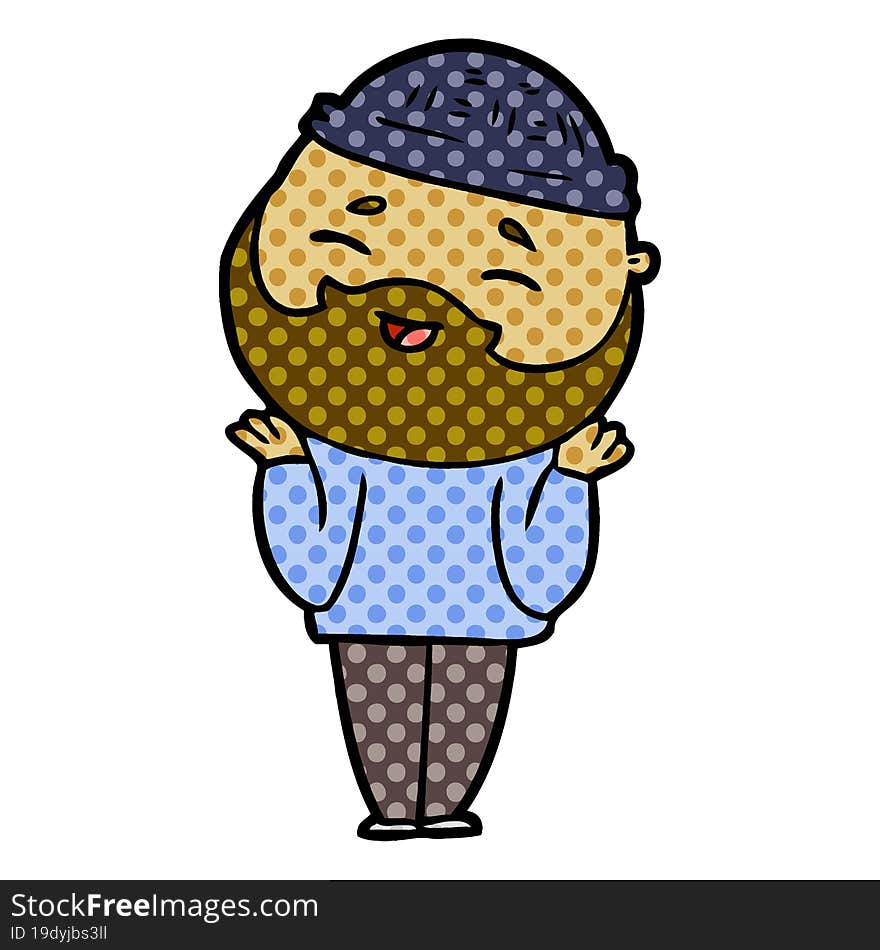 cartoon happy bearded man. cartoon happy bearded man