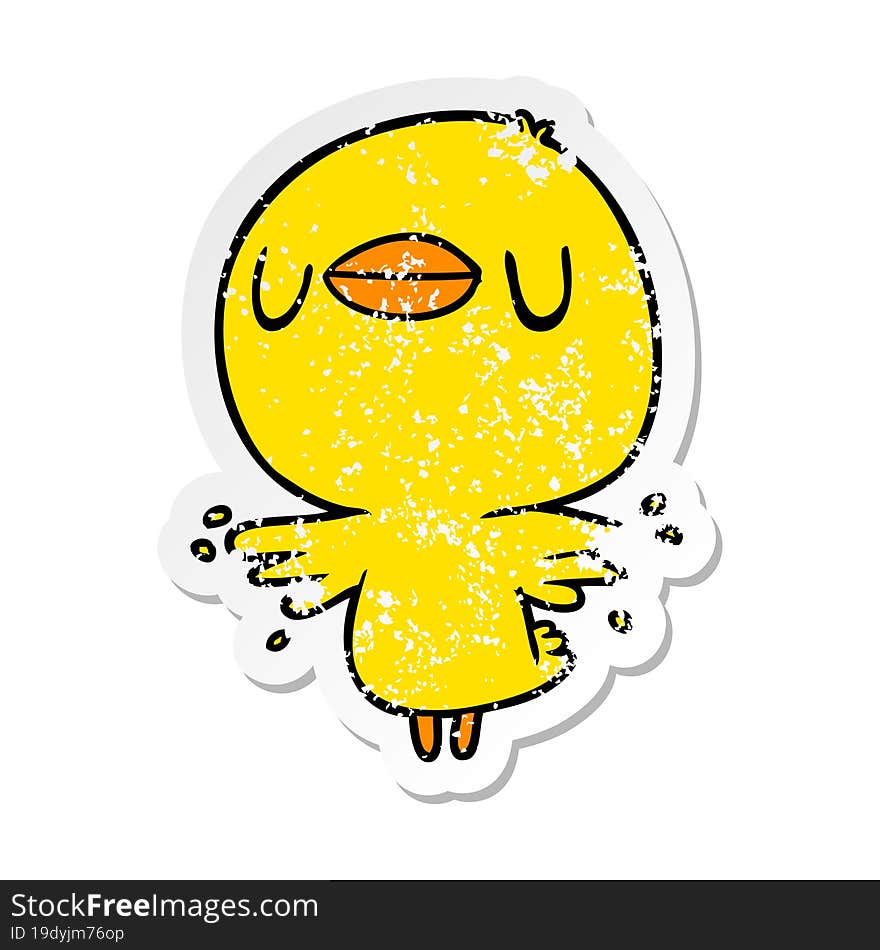 Distressed Sticker Of A Cartoon Chick Flapping Wings