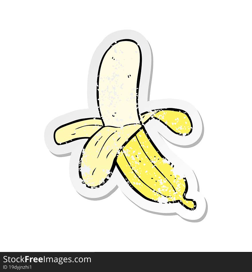 Retro Distressed Sticker Of A Cartoon Banana