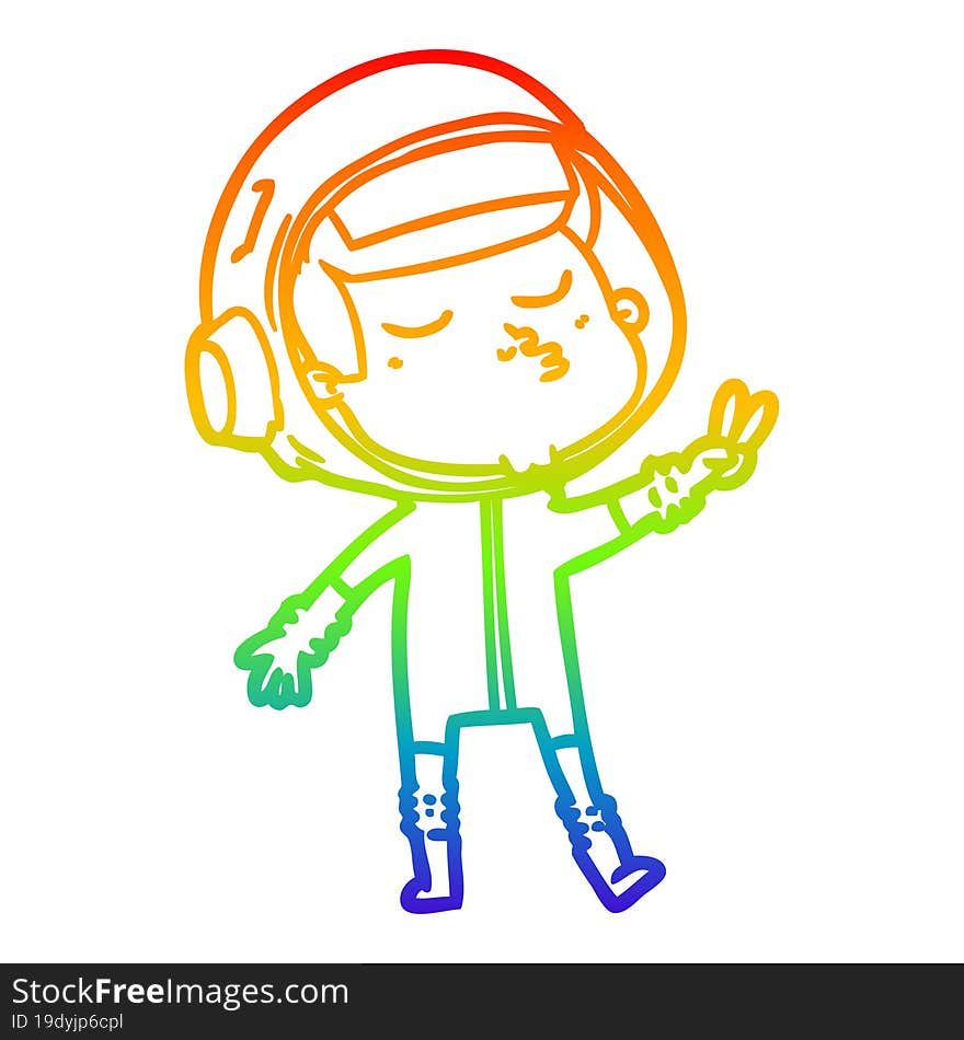 rainbow gradient line drawing cartoon confident astronaut