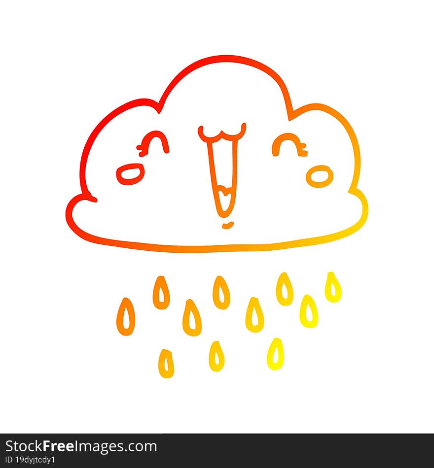 warm gradient line drawing cartoon storm cloud