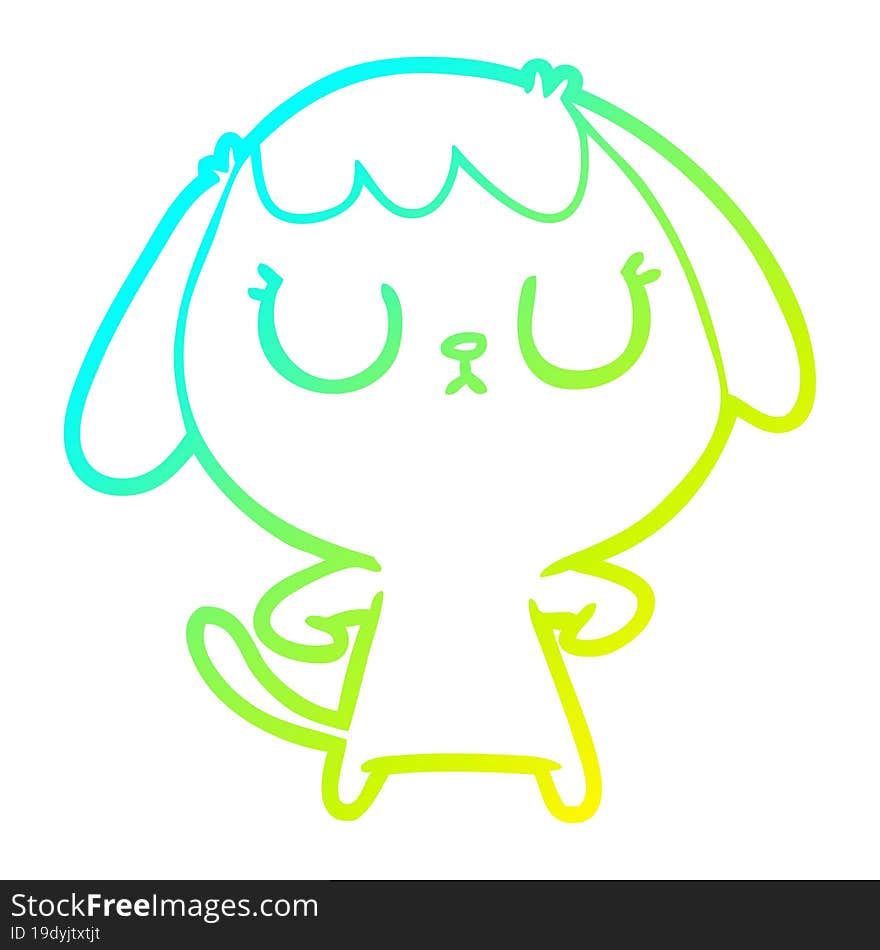 Cold Gradient Line Drawing Cute Cartoon Dog