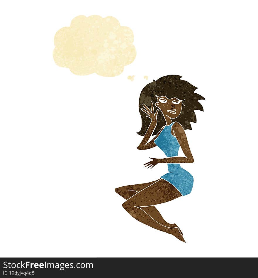 cartoon sexy woman with thought bubble