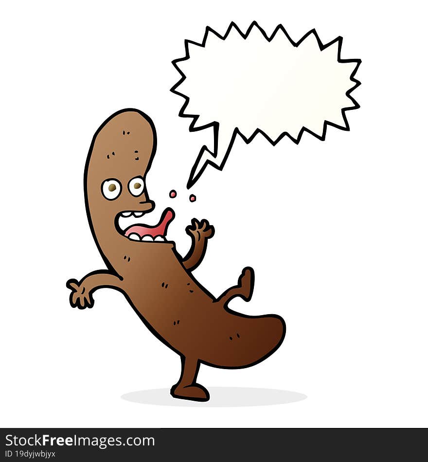 Cartoon Sausage With Speech Bubble