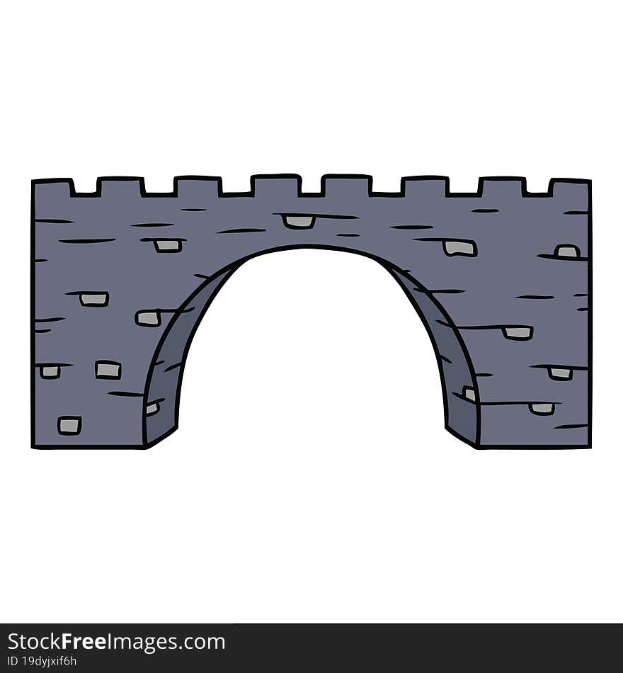 cartoon doodle of a stone bridge