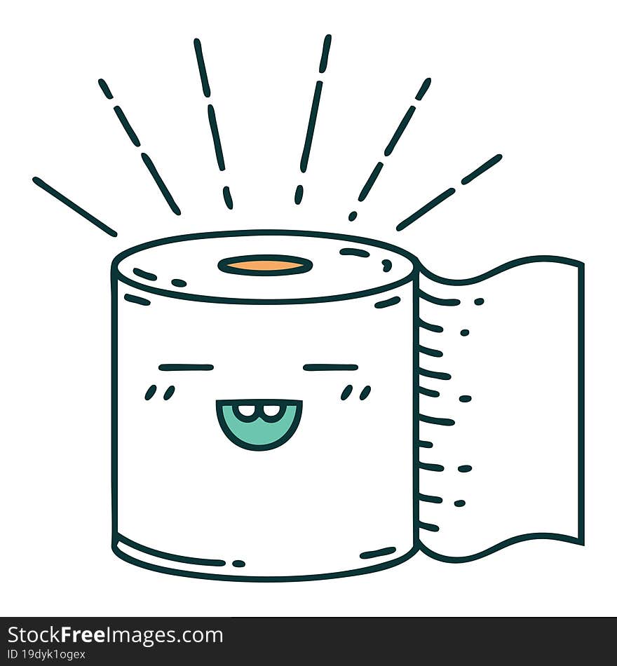 Traditional Tattoo Style Toilet Paper Character