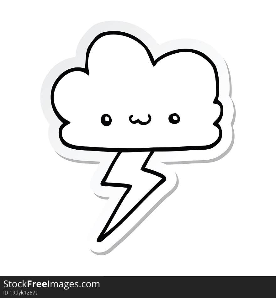 sticker of a cartoon storm cloud