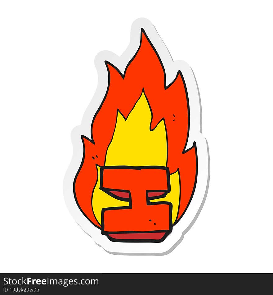 sticker of a cartoon flaming letter I