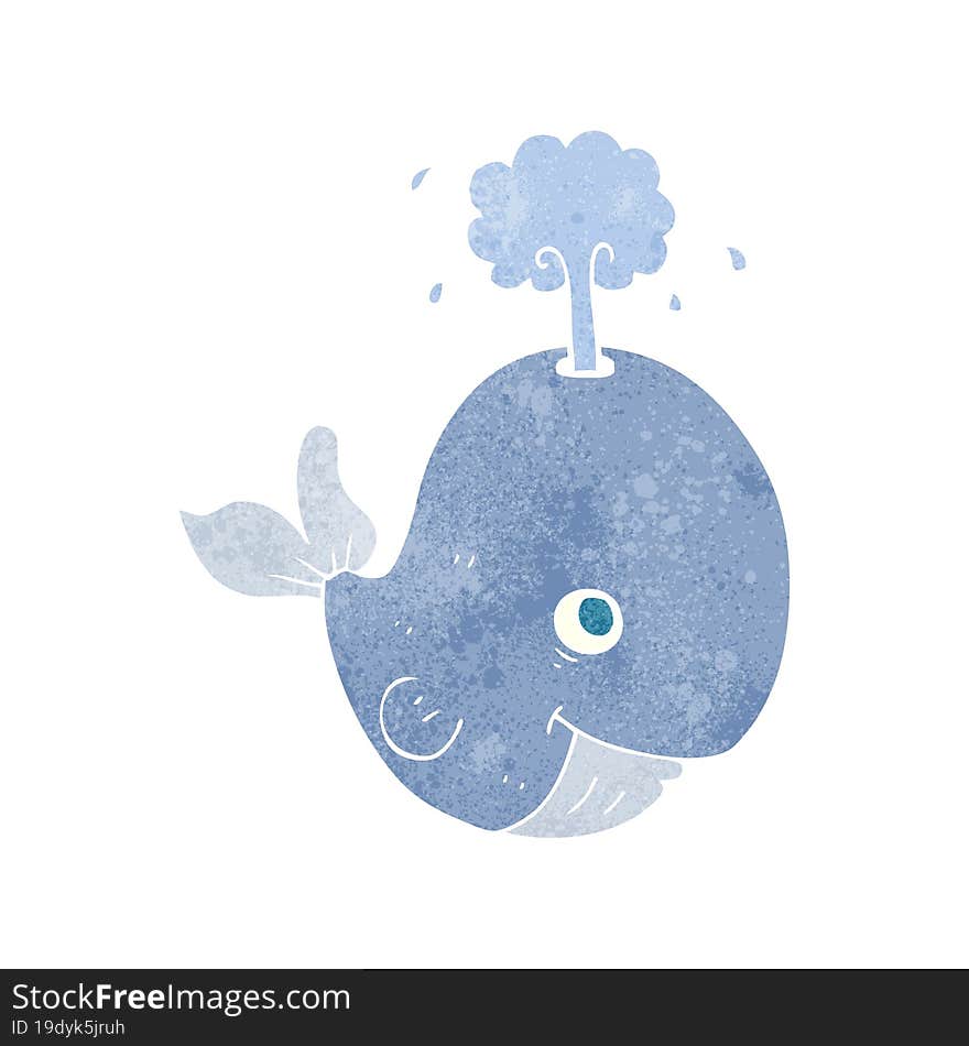 retro cartoon whale spouting water