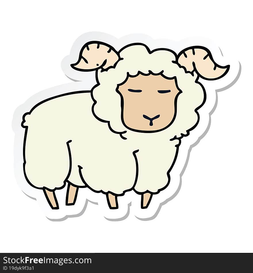 Sticker Of A Quirky Hand Drawn Cartoon Ram