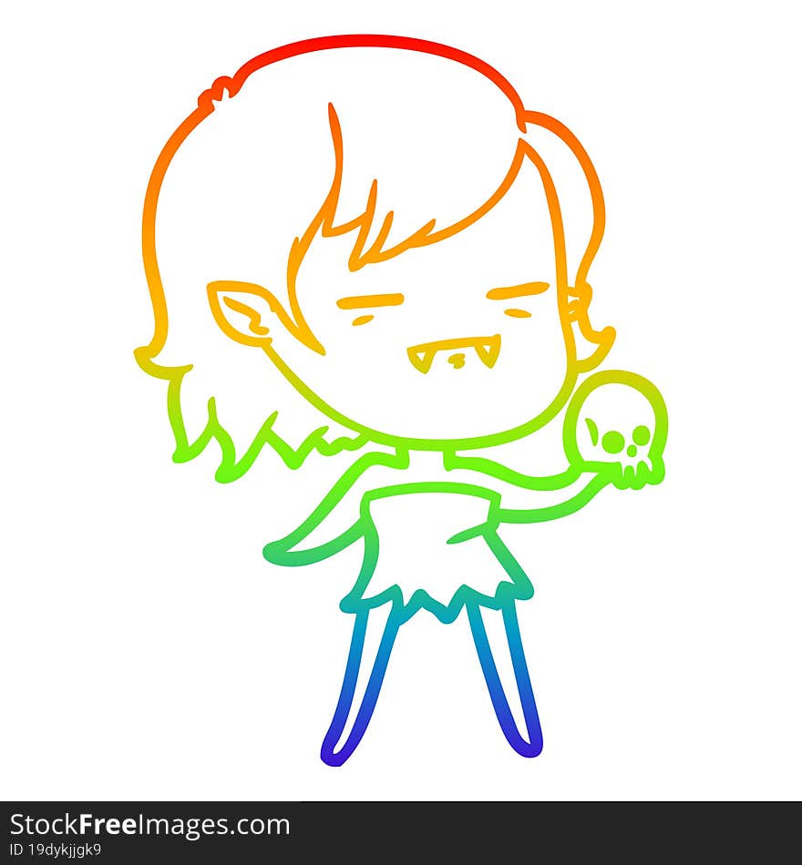 rainbow gradient line drawing cartoon undead vampire girl