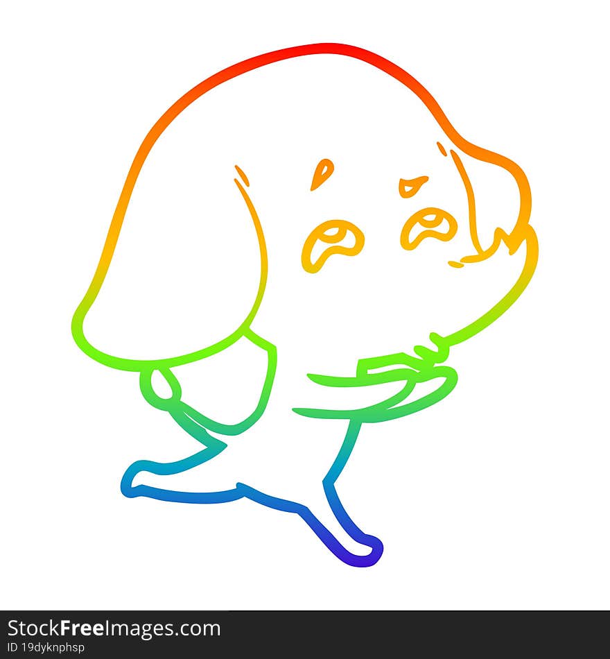 rainbow gradient line drawing cartoon elephant remembering