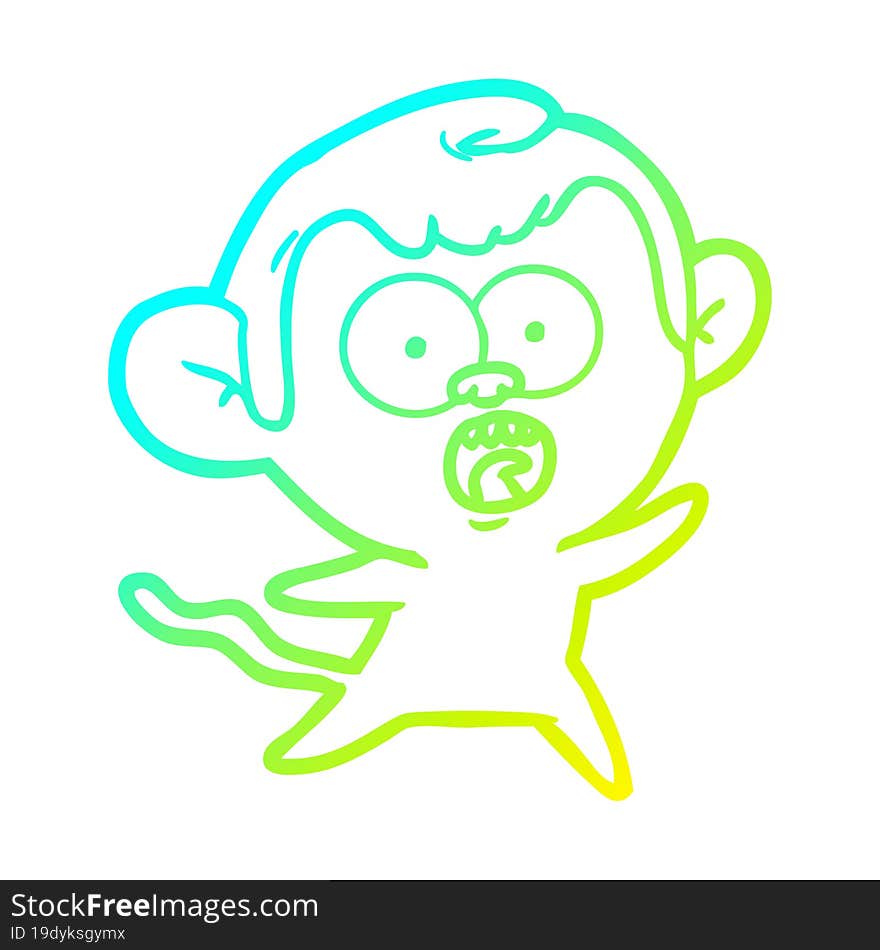 cold gradient line drawing cartoon shocked monkey