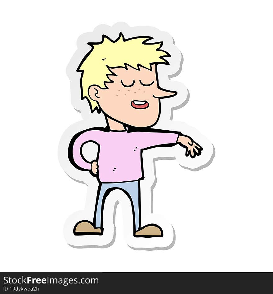 sticker of a cartoon man making dismissive gesture