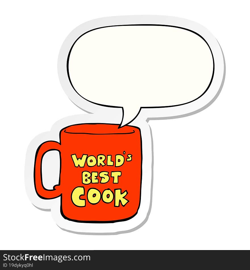 worlds best cook mug and speech bubble sticker