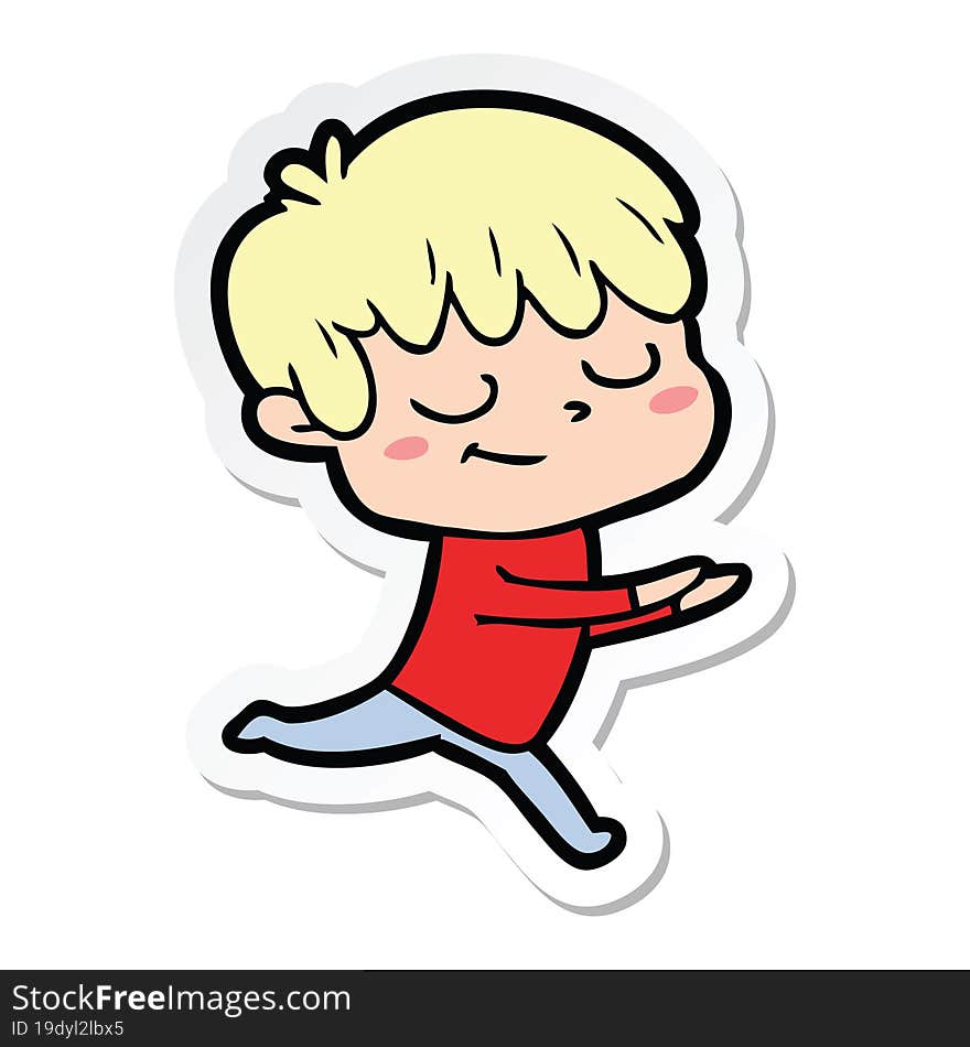 sticker of a cartoon happy boy