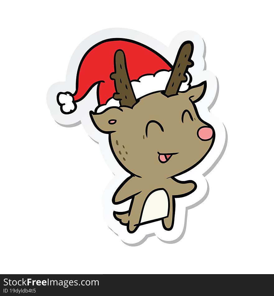 sticker of a cartoon christmas reindeer