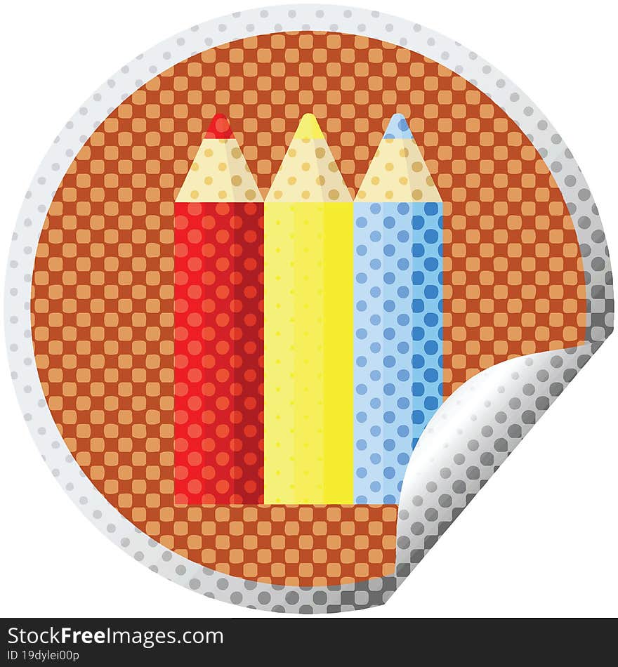 Color Pencils Graphic Circular Sticker