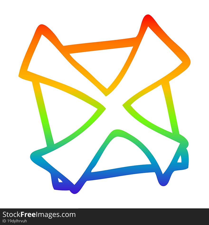 Rainbow Gradient Line Drawing Cartoon Cross Mark