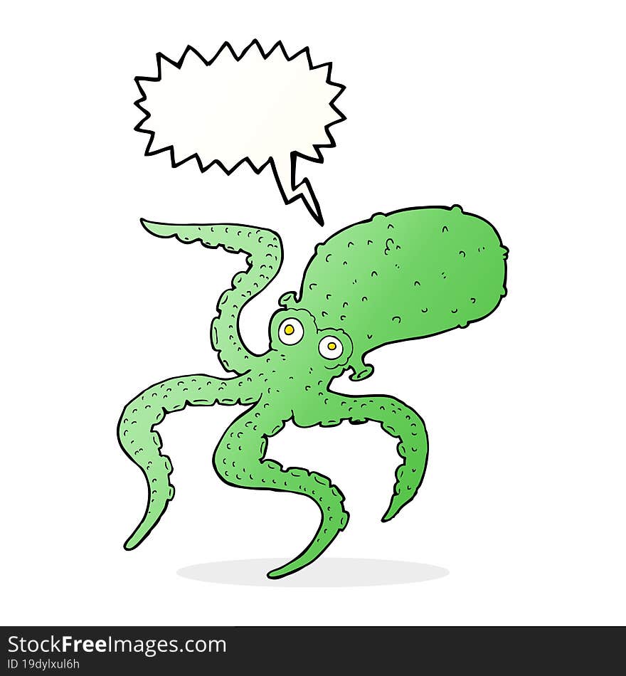 Cartoon Octopus With Speech Bubble