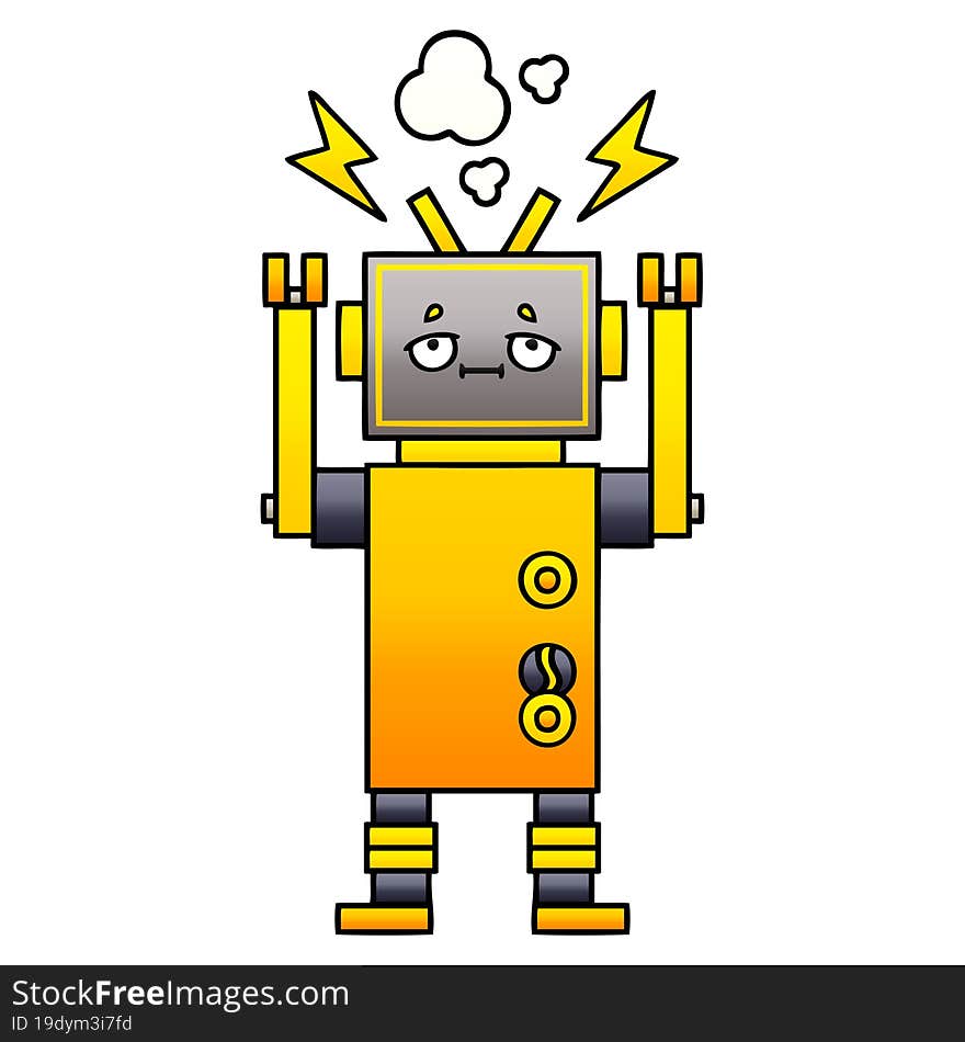 gradient shaded cartoon malfunctioning robot