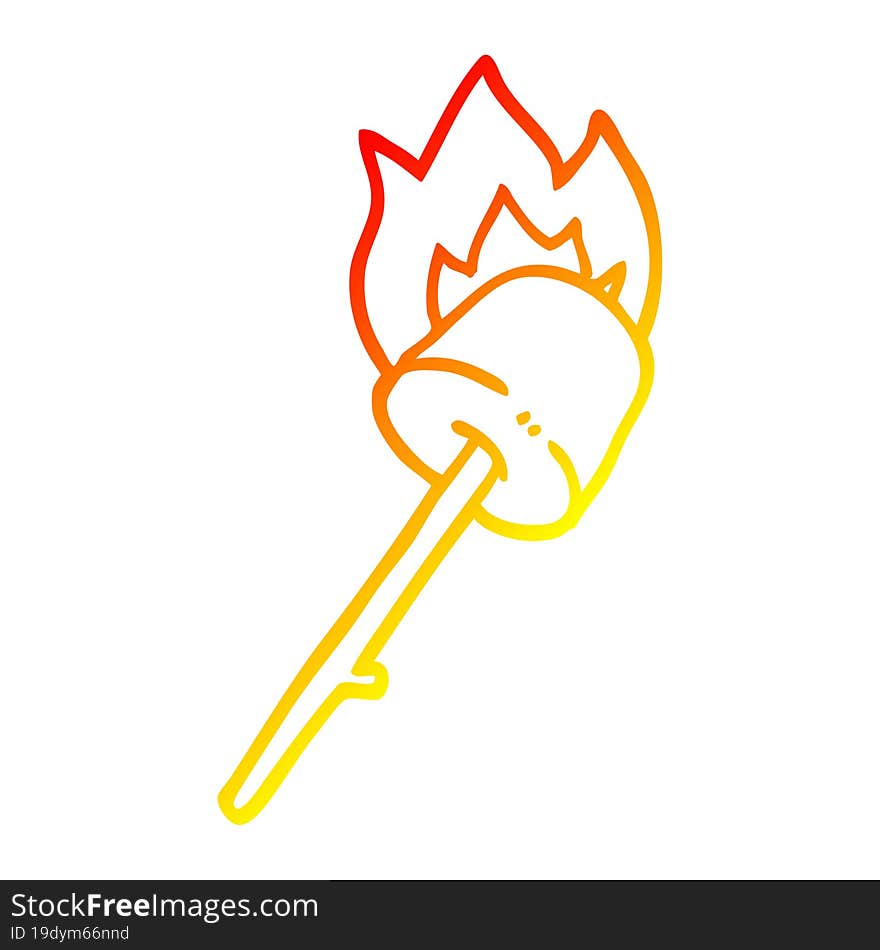 warm gradient line drawing cartoon marshmallow on stick