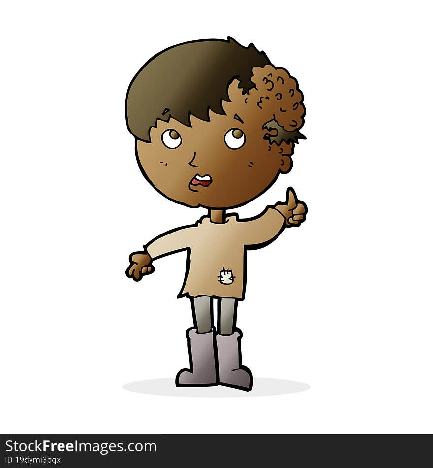 cartoon boy with growth on head