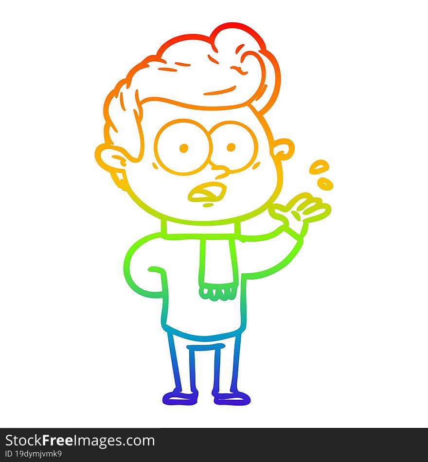 Rainbow Gradient Line Drawing Cartoon Staring Man