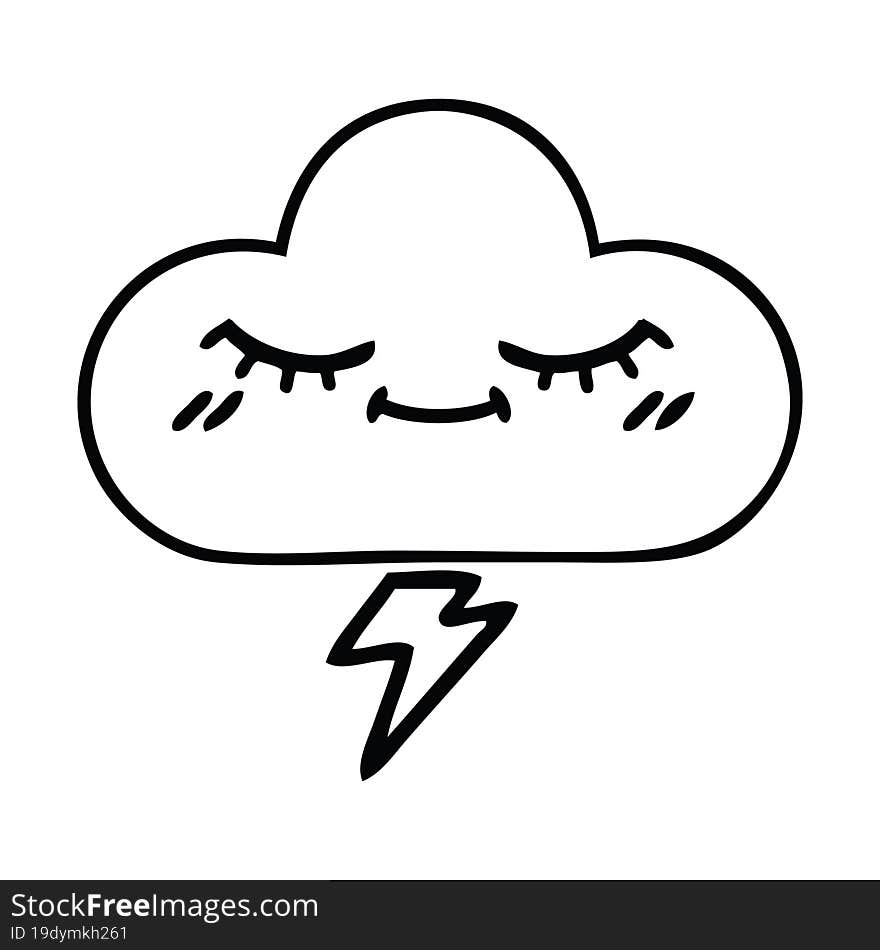 line drawing cartoon thunder cloud